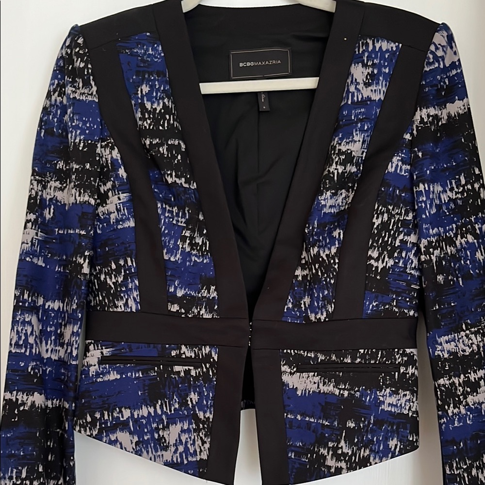 BCBGMaxAzria Abstract Blue and Black Jacket